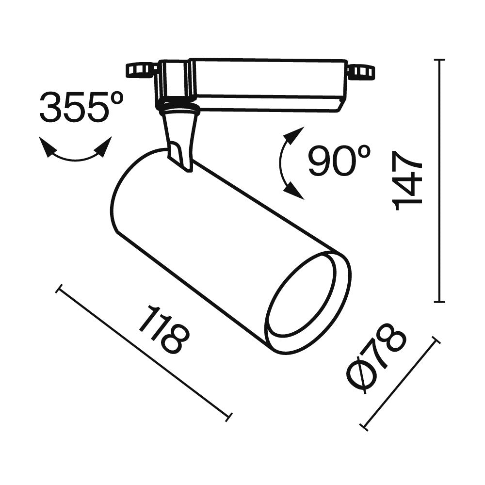 Oświetlenie szynowe Technical Vuoro IP20 x TR003-1-10W3K-S-B | Czarny