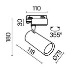 Oświetlenie szynowe Technical Vuoro IP20 x TR029-3-10W3K-S-B | Czarny