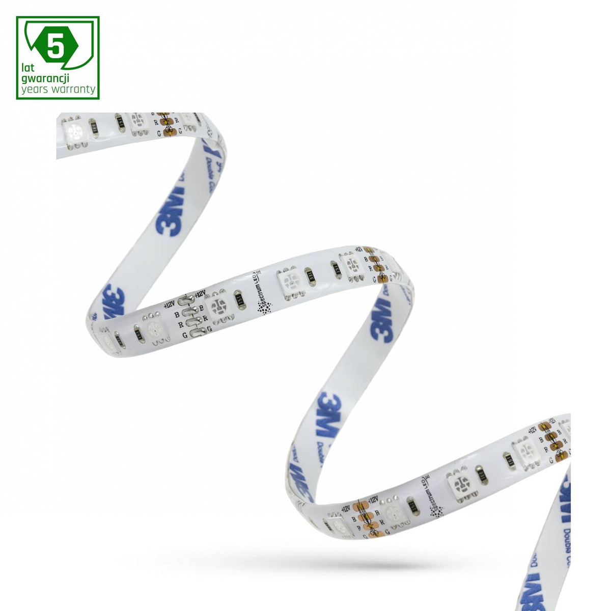 PASEK LED 48W 5050 60LED RGB 5 LAT 1M (ROLKA 5M) - BEZ OSŁONY