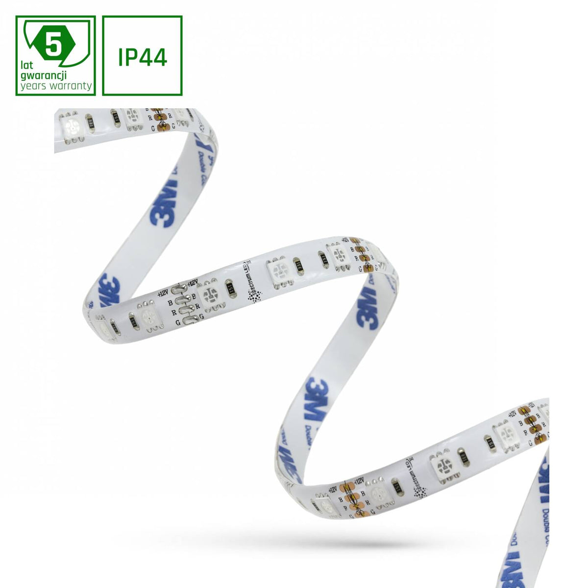 PASEK LED 48W 5050 60LED RGB 5 LAT 1M (ROLKA 5M) - W SILIKONIE