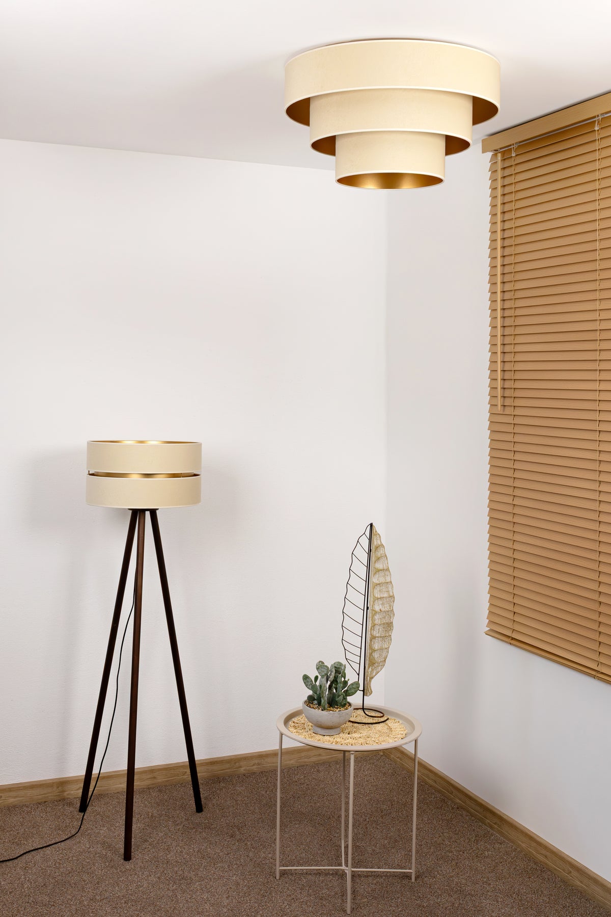 Plafon DUOLLA LUNETA LATTE 750060 kremowy/złoty 1xE27 średn.60cm