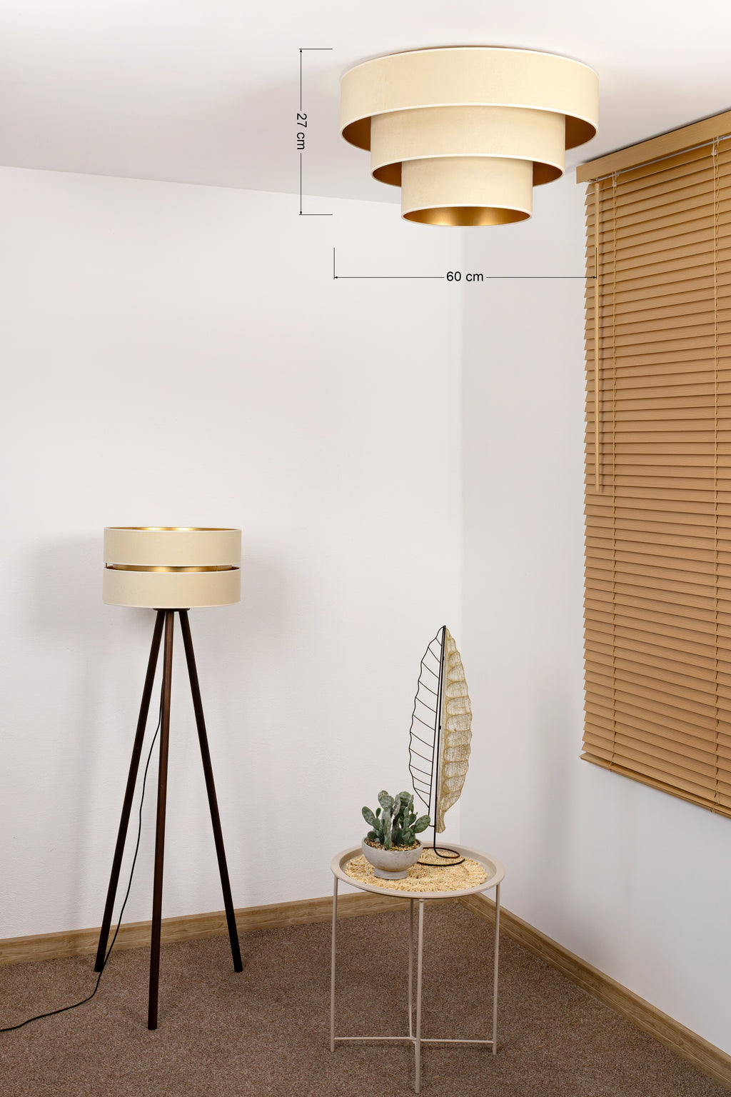 Plafon DUOLLA LUNETA LATTE 750060 kremowy/złoty 1xE27 średn.60cm