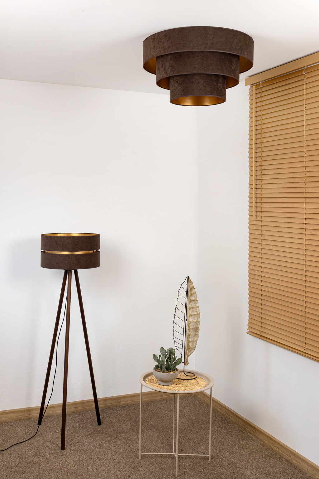Plafon DUOLLA LUNETA MOKKA 750459 brązowy/złoty 1xE27 średn.60cm
