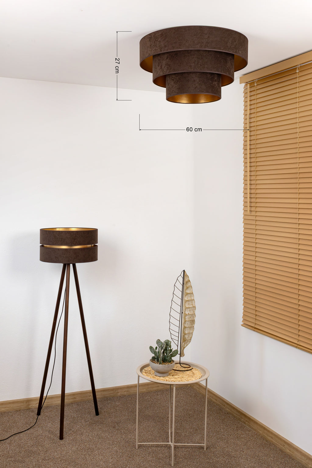 Plafon DUOLLA LUNETA MOKKA 750459 brązowy/złoty 1xE27 średn.60cm