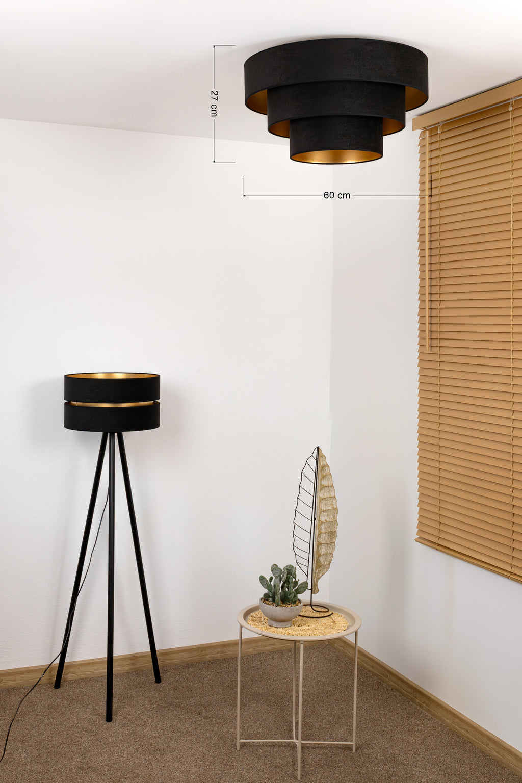 Plafon DUOLLA LUNETA NERO 750589 czarny/złoty 1xE27 średn.60cm