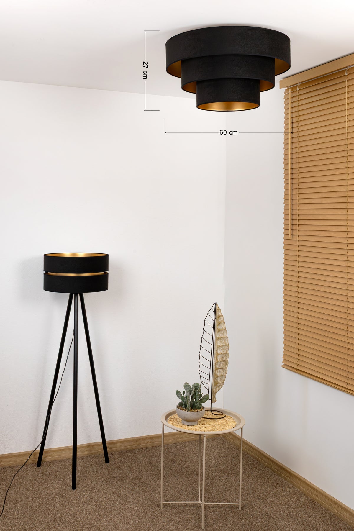 Plafon DUOLLA LUNETA NERO 750589 czarny/złoty 1xE27 średn.60cm