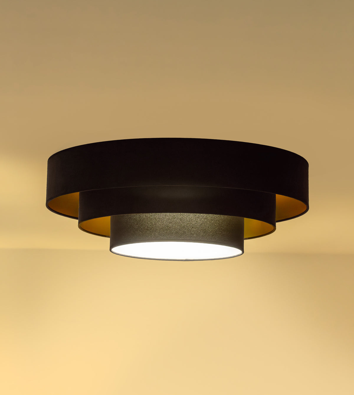 Plafon DUOLLA LUNETA NERO 750596 czarny/złoty n/axLampa LED średn.60cm