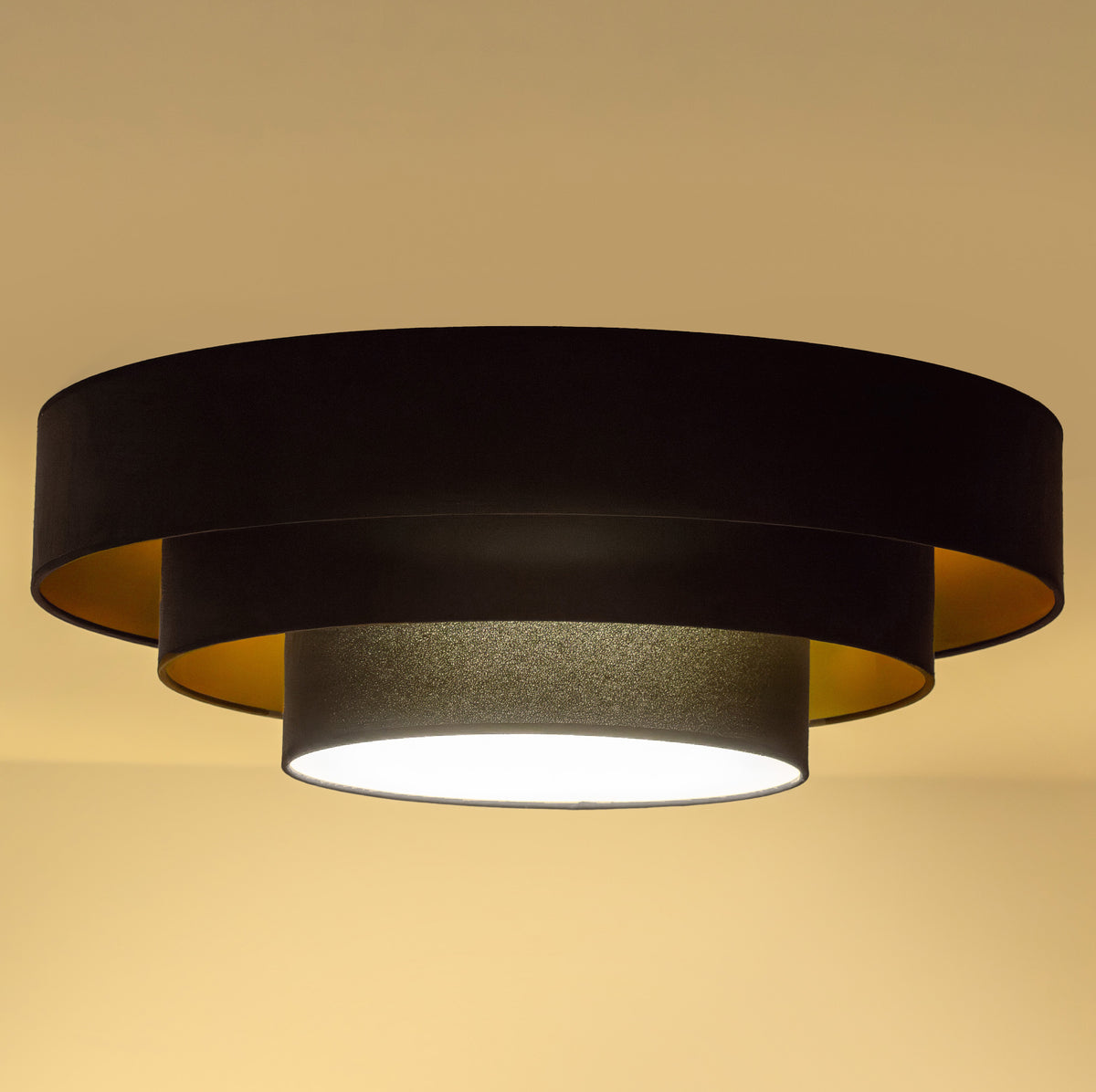 Plafon DUOLLA LUNETA NERO 750626 czarny/złoty n/axLampa LED średn.80cm