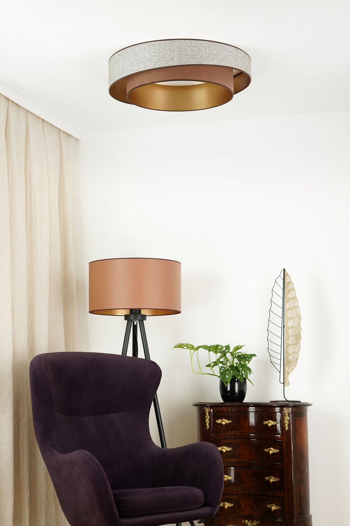 Plafon DUOLLA VEGAS SHINE 608237 szary/brązowy n/axLampa LED średn.60cm
