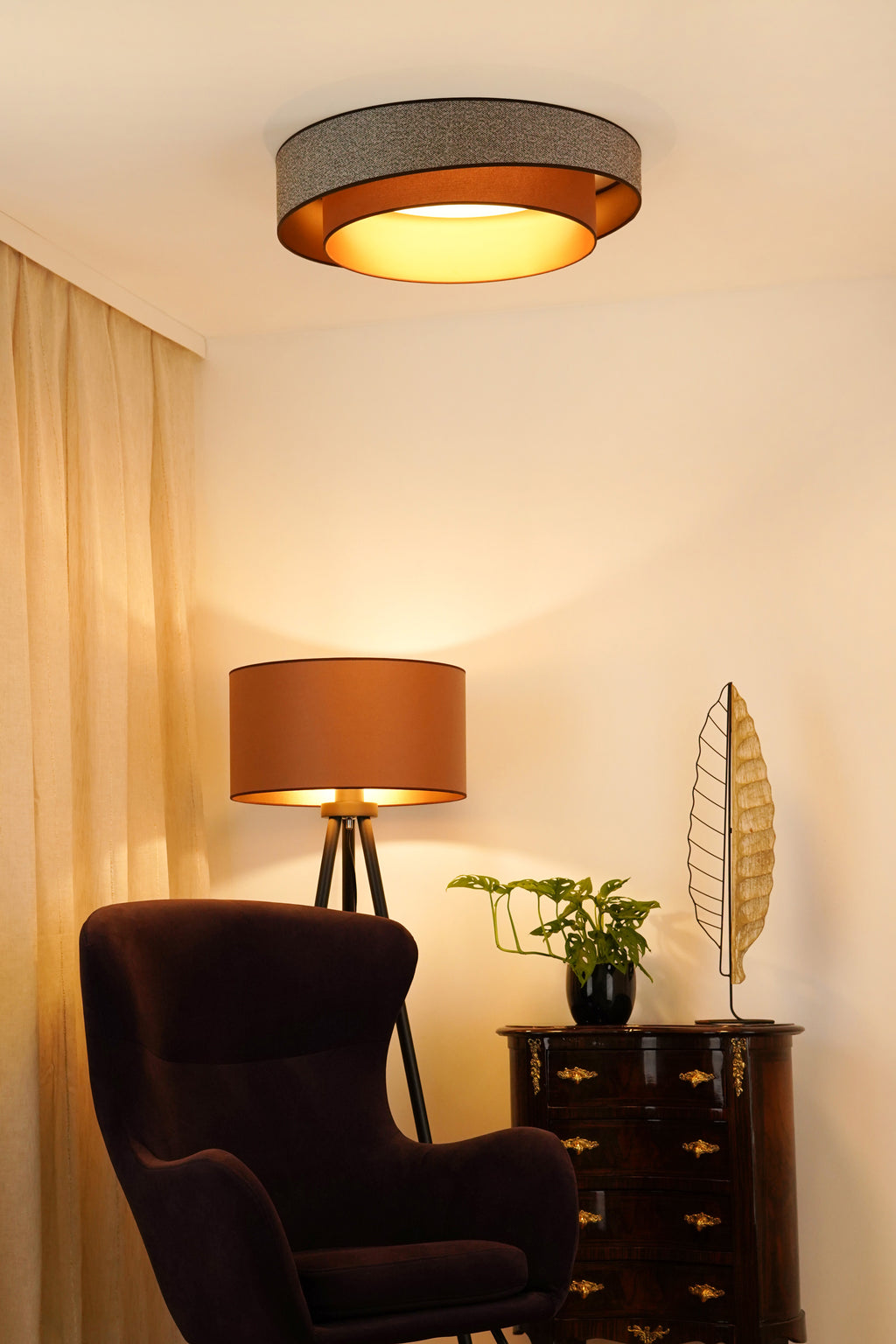 Plafon DUOLLA VEGAS SHINE 608244 szary/brązowy n/axLampa LED średn.60cm