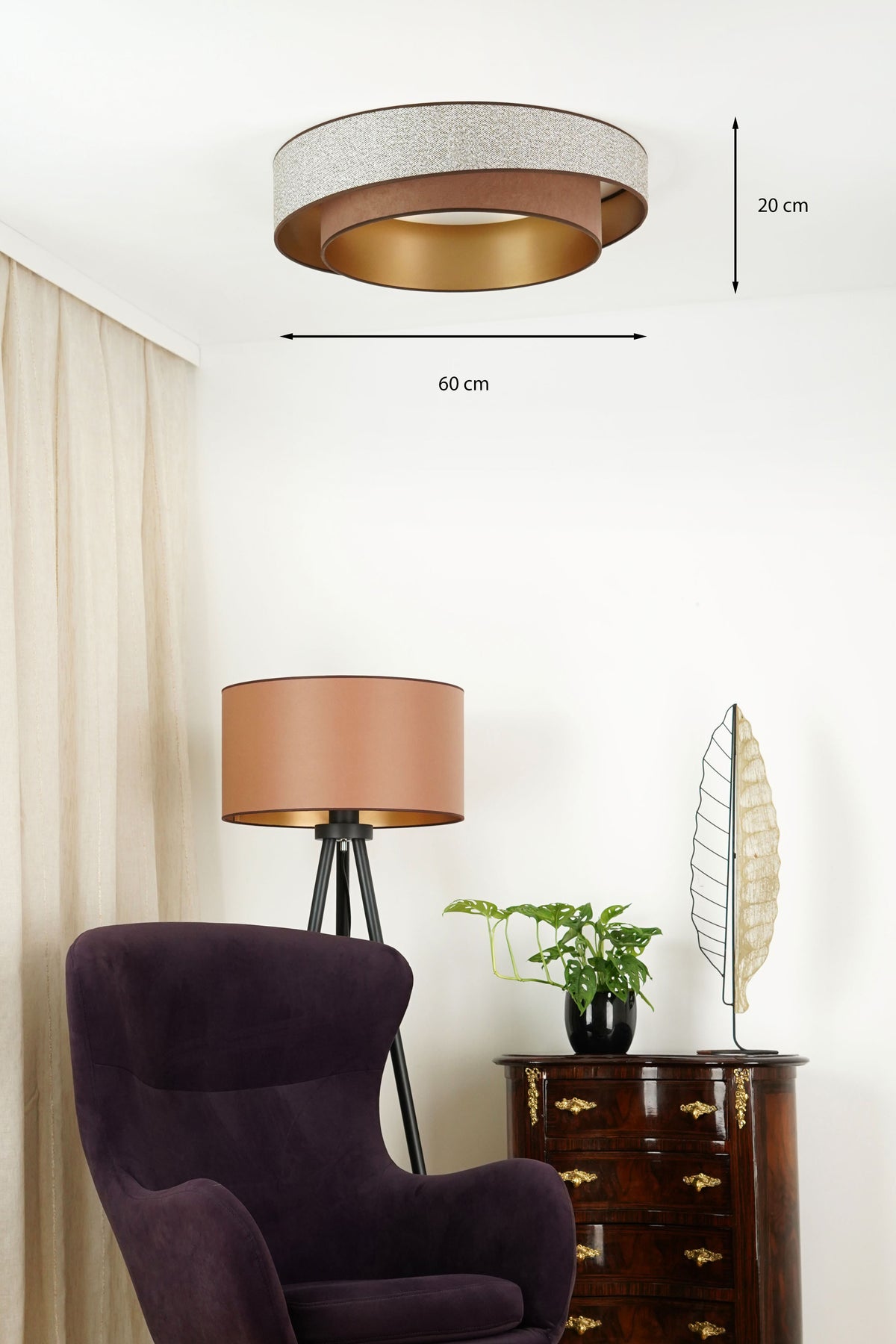 Plafon DUOLLA VEGAS SHINE 608244 szary/brązowy n/axLampa LED średn.60cm