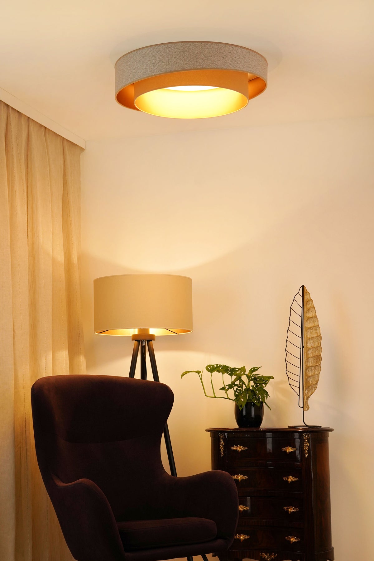 Plafon DUOLLA VEGAS SHINE 608268 kremowy/beżowy n/axLampa LED średn.60cm