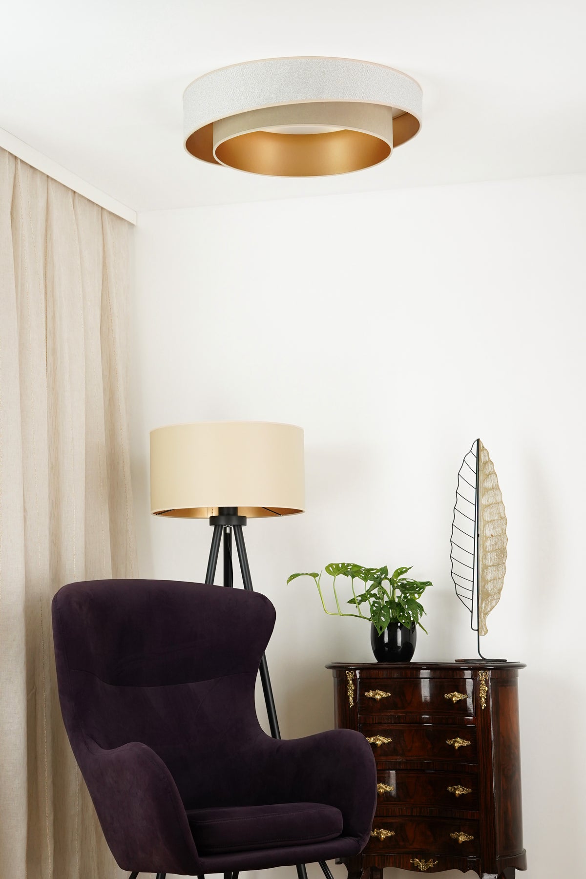 Plafon DUOLLA VEGAS SHINE 608268 kremowy/beżowy n/axLampa LED średn.60cm