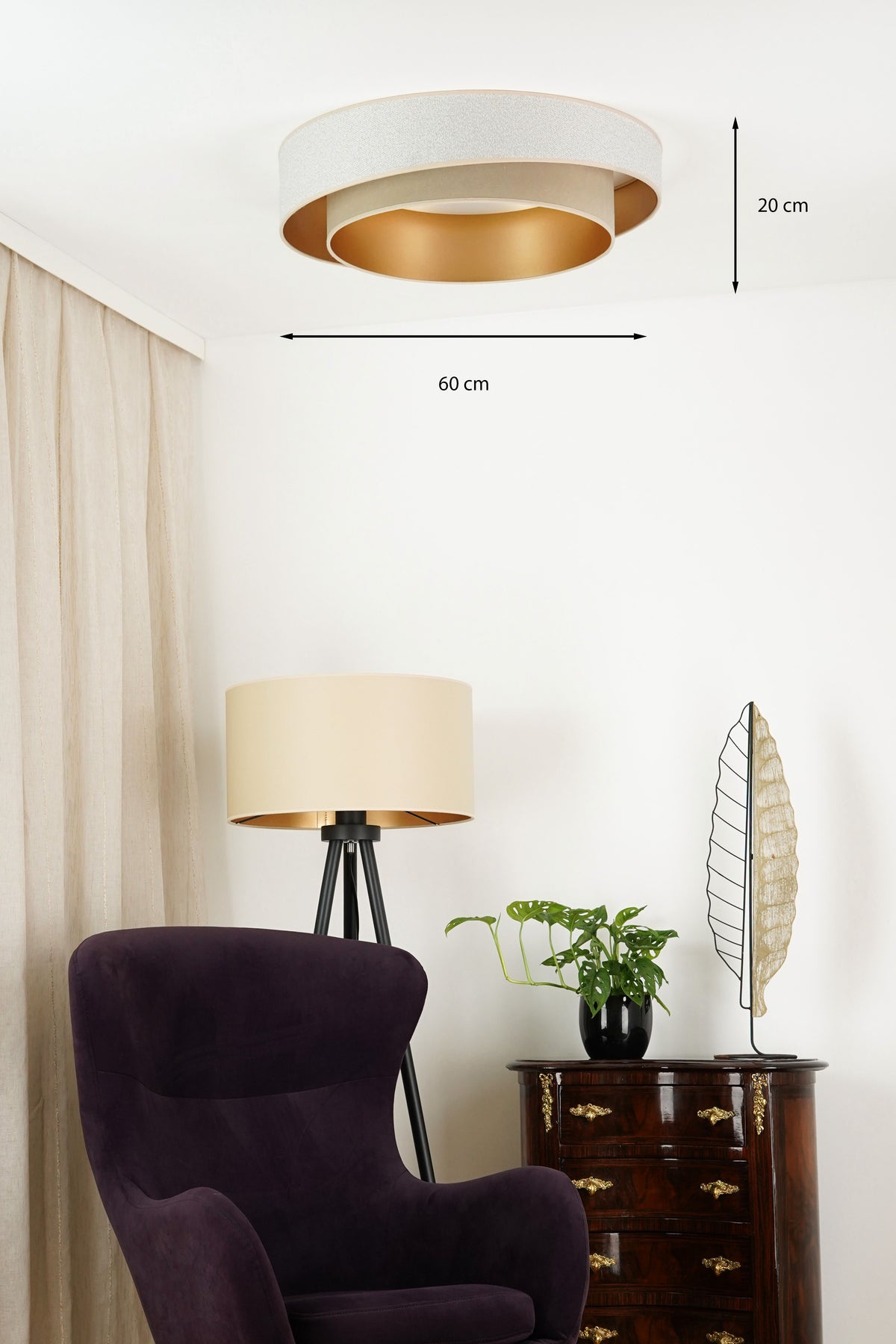 Plafon DUOLLA VEGAS SHINE 608268 kremowy/beżowy n/axLampa LED średn.60cm