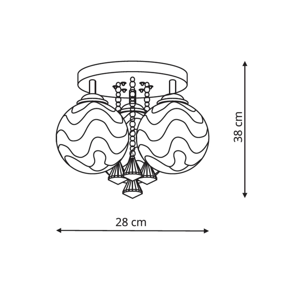 Plafon SADA 3, srebrna z białymi kloszami, 3x40W E14 + LED kolor