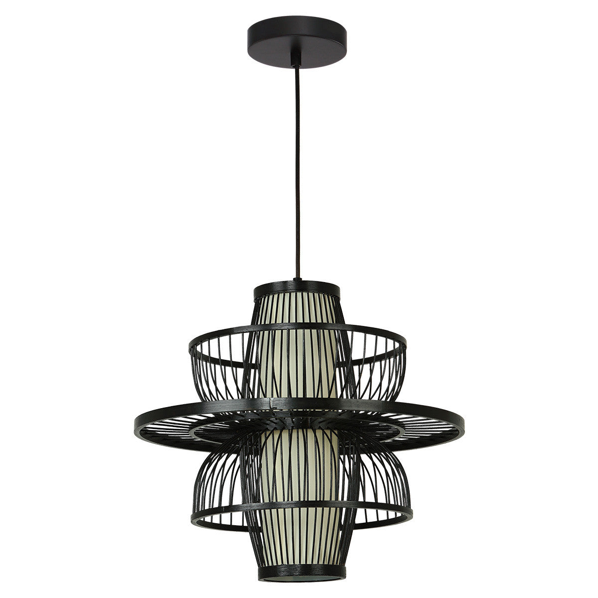 Ratanowa lampa wisząca Astra czarna 1xE27