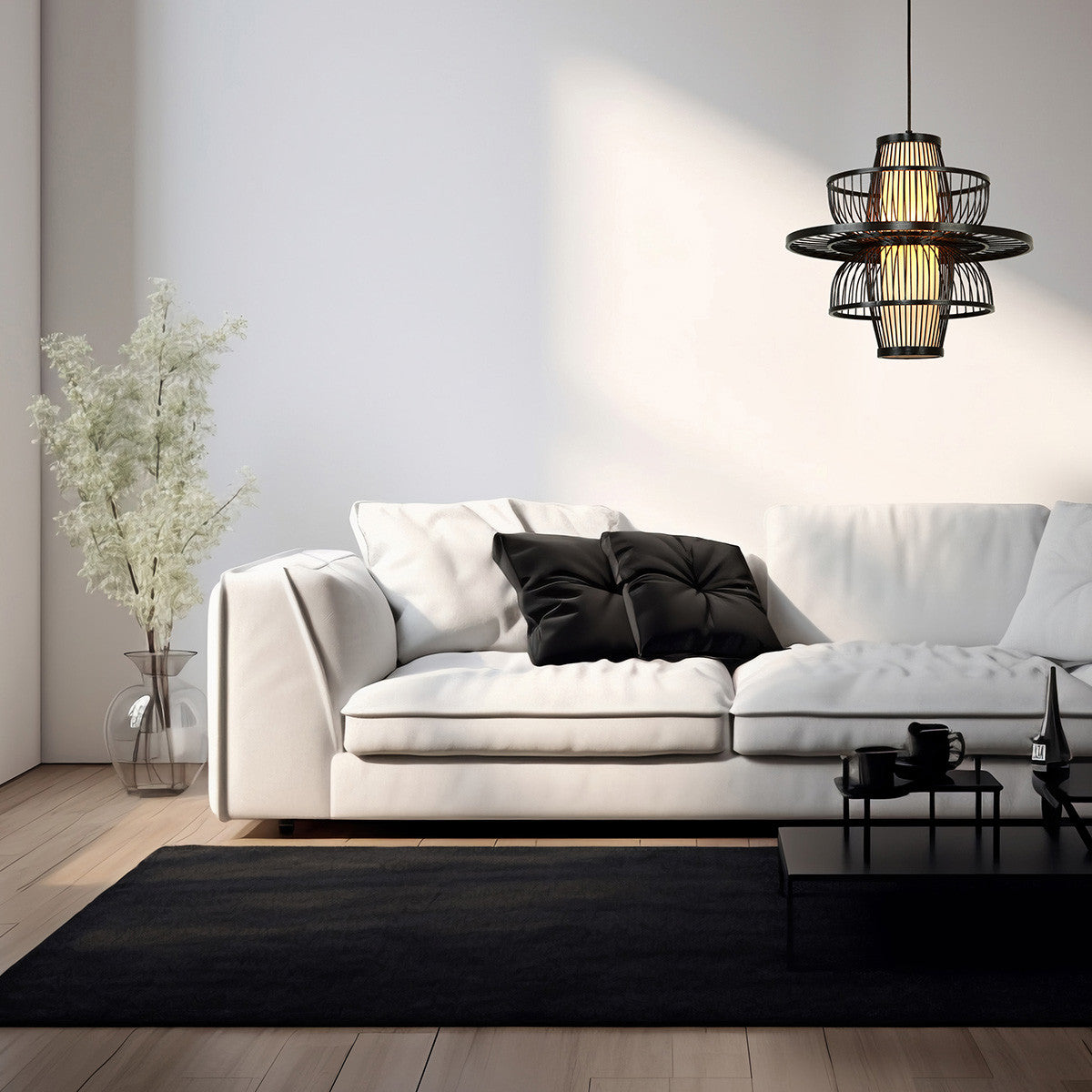 Ratanowa lampa wisząca Astra czarna 1xE27