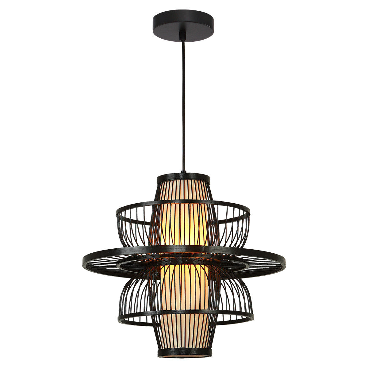 Ratanowa lampa wisząca Astra czarna 1xE27