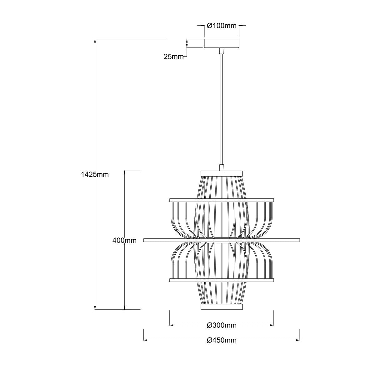 Ratanowa lampa wisząca Astra czarna 1xE27