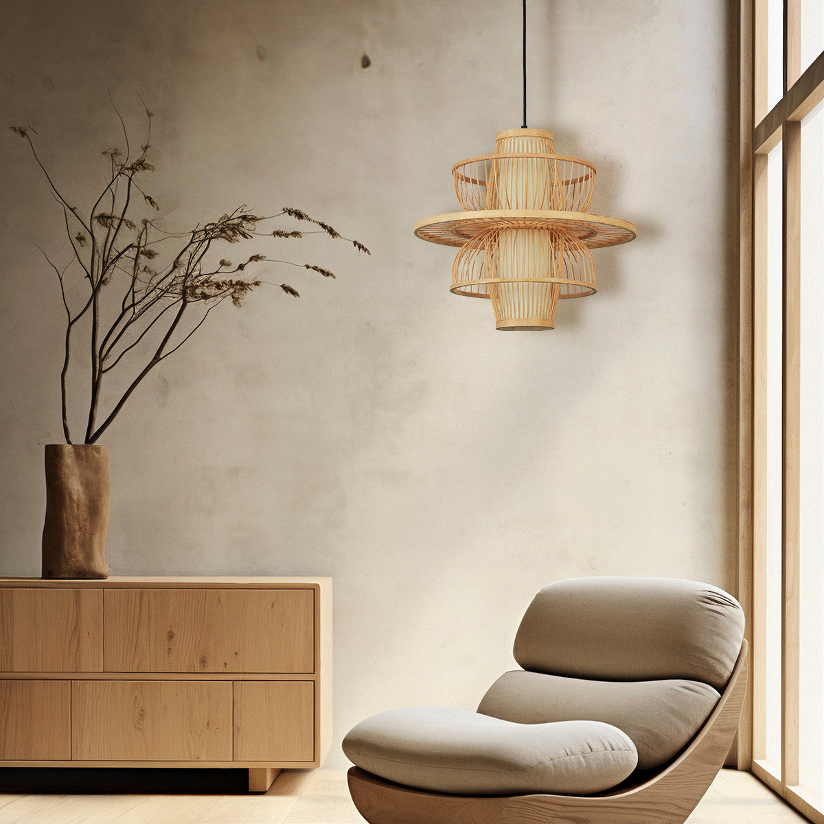Ratanowa lampa wisząca Astra naturalna 1xE27