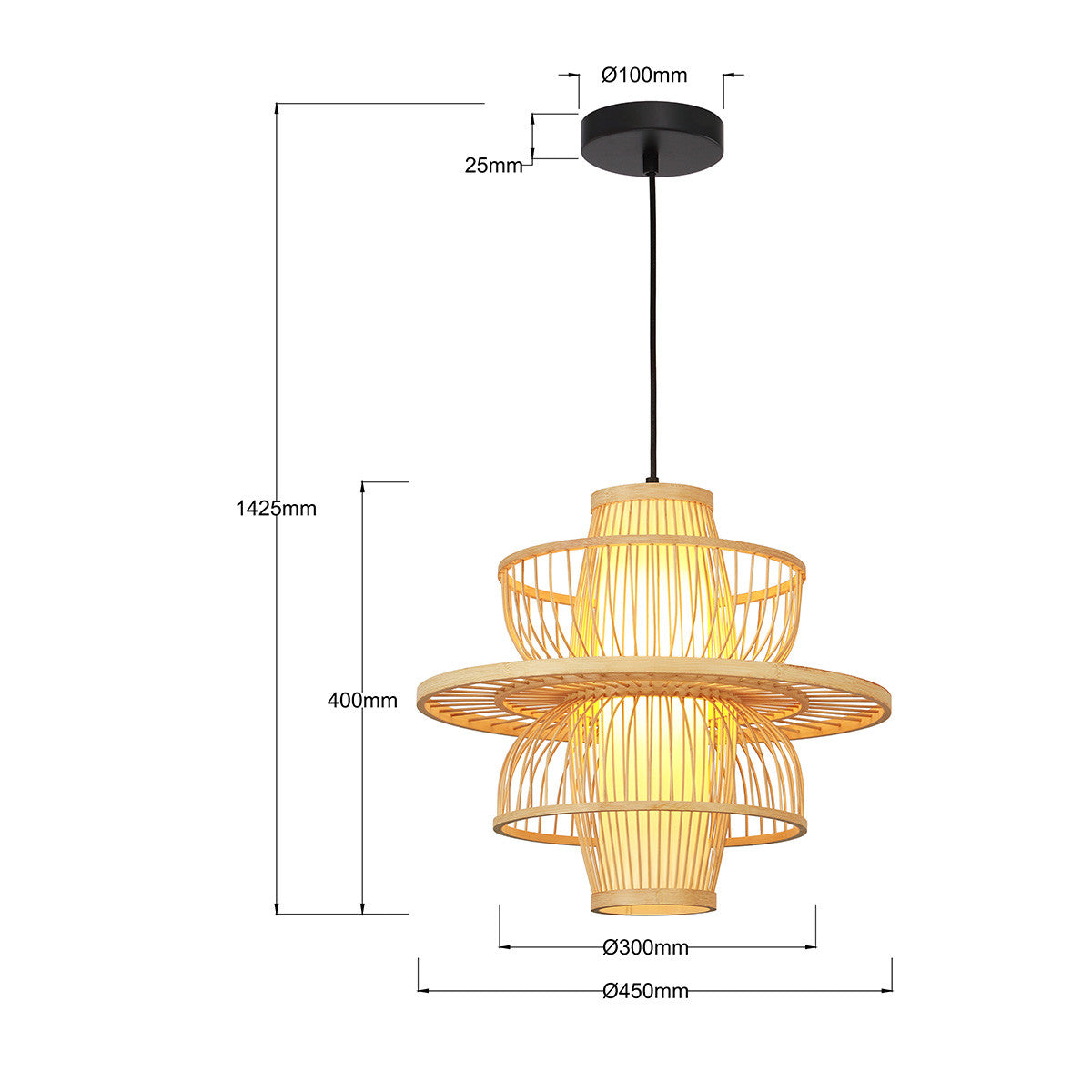 Ratanowa lampa wisząca Astra naturalna 1xE27