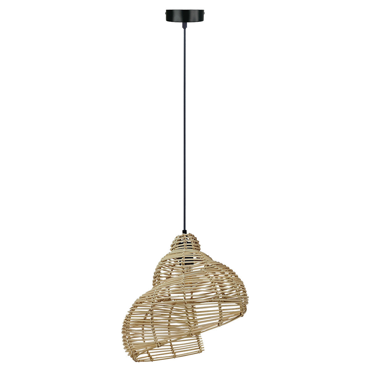 Ratanowa lampa wisząca Shella 40 cm jasne drewno 1xE27