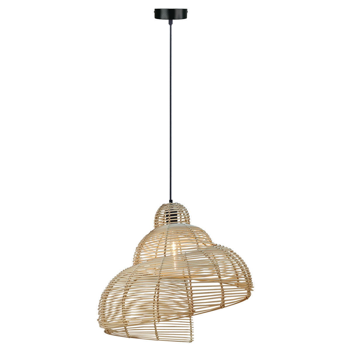 Ratanowa lampa wisząca Shella 60 cm jasne drewno 1xE27