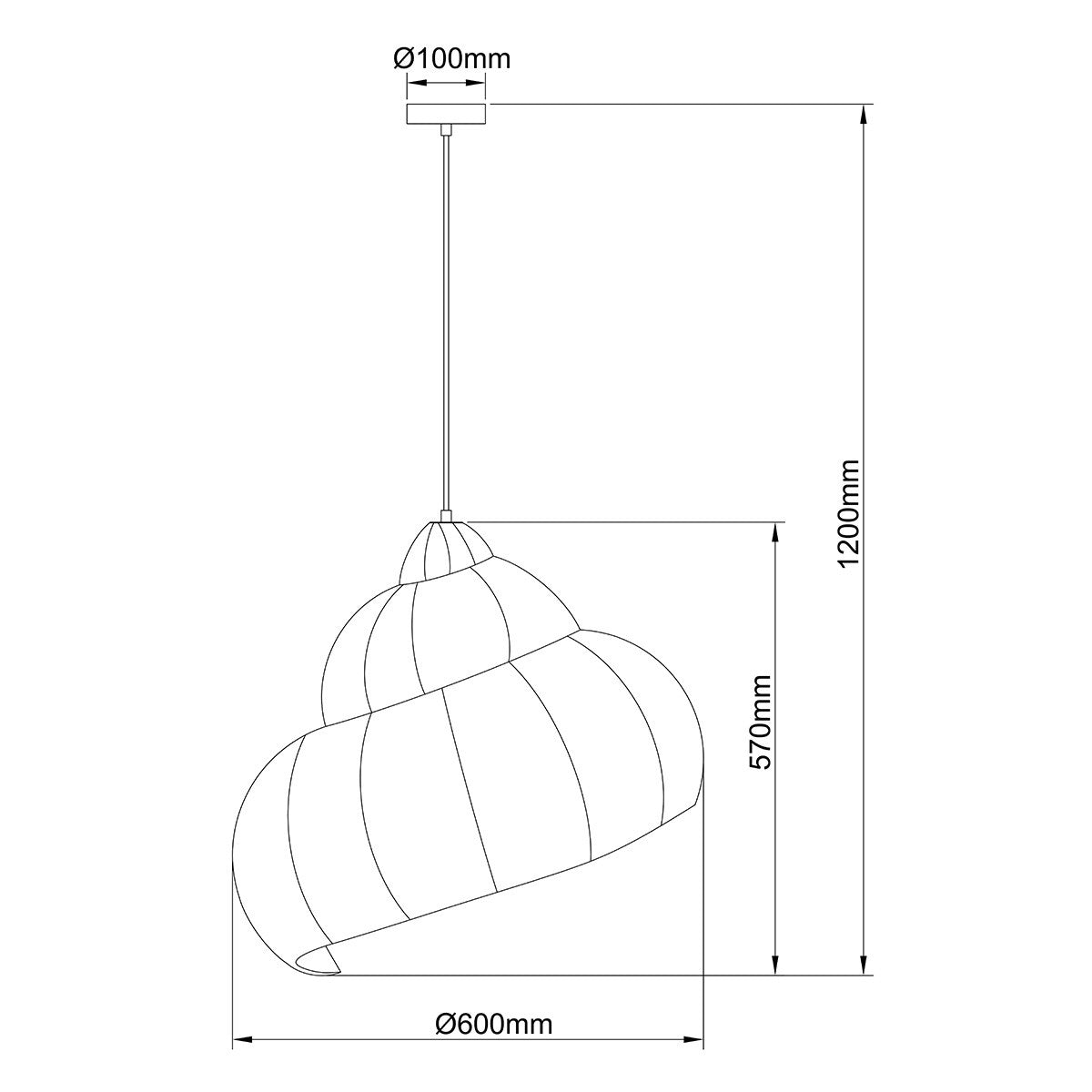 Ratanowa lampa wisząca Shella 60 cm jasne drewno 1xE27