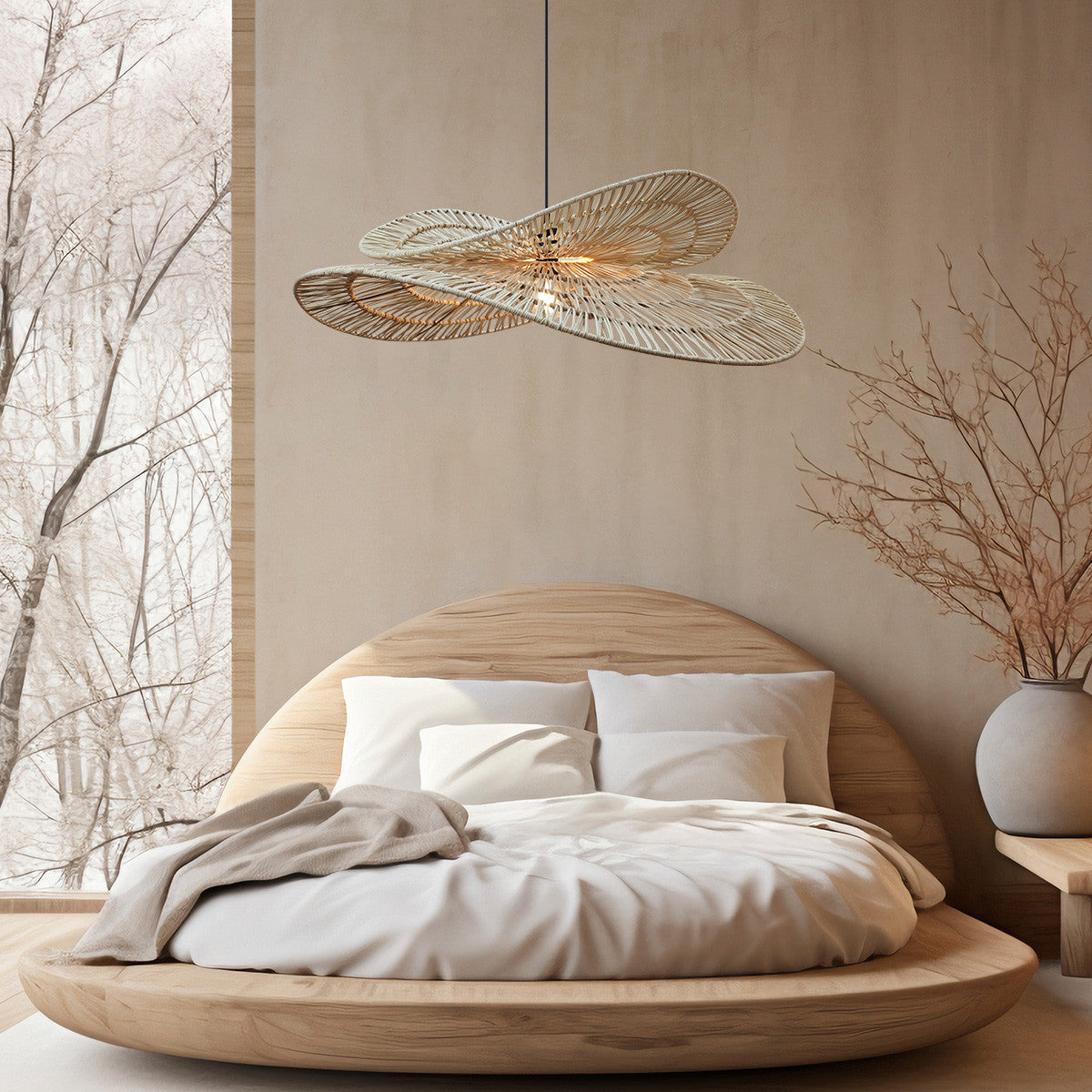 Rattanowa lampa wisząca Raya naturalna 1xE27