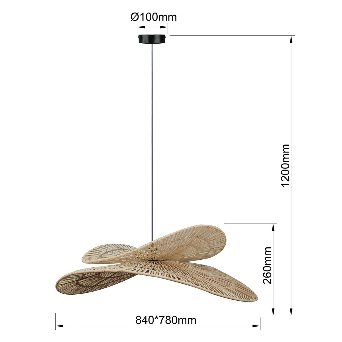 Rattanowa lampa wisząca Raya naturalna 1xE27