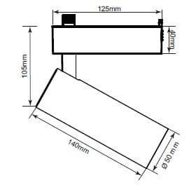 Reflektor do szynoprzewodu jednofazowego ARIES, tytanowy, 9W LED, barwa ciepła 3000K