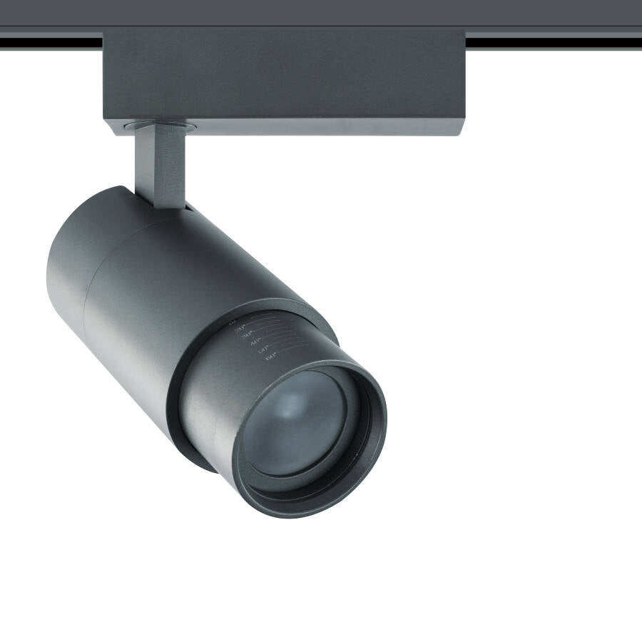 Reflektor do szynoprzewodu jednofazowego ARIES z wysuwaną soczewką, tytanowy, 9W LED, barwa ciepła 3000K