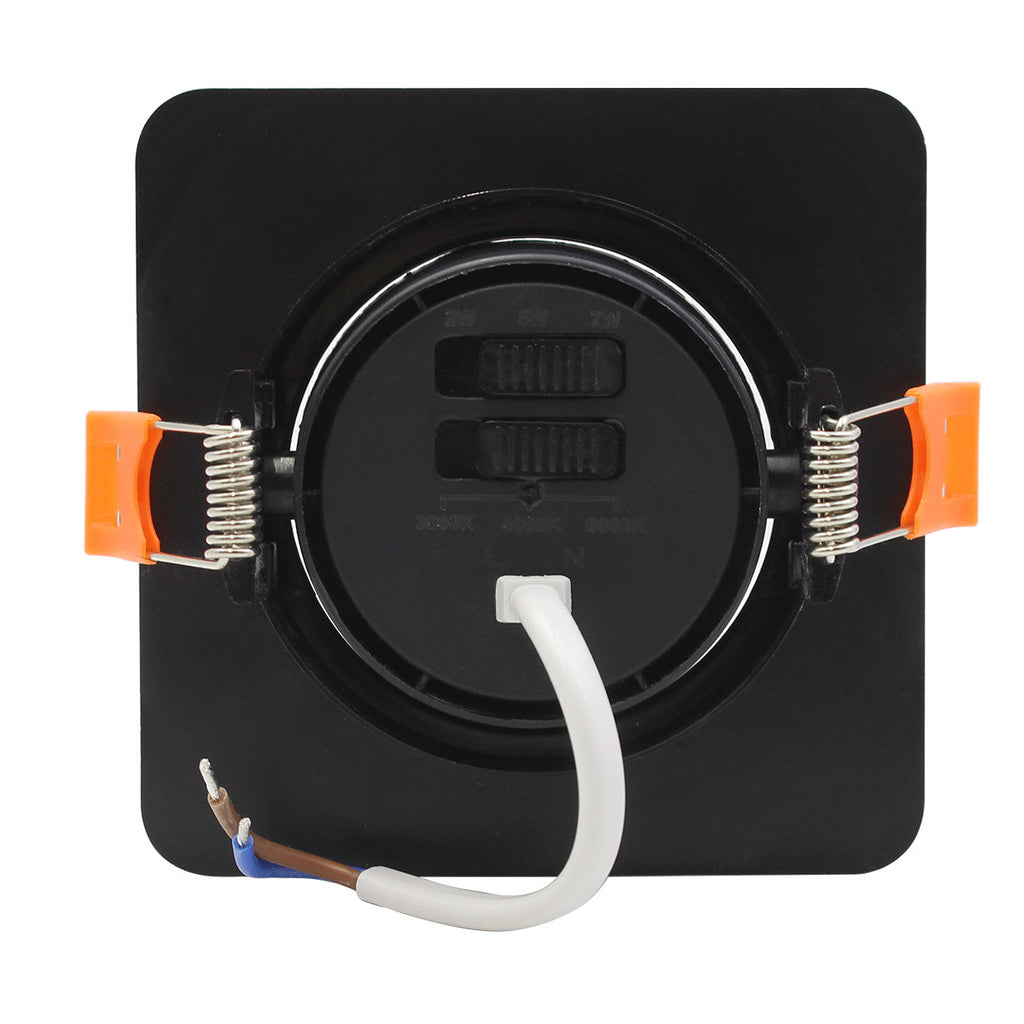 Ruchome kwadratowe oczko podtynkowe Plus czarne LED CCT
