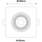 Ruchome kwadratowe oczko podtynkowe Plus czarne LED CCT