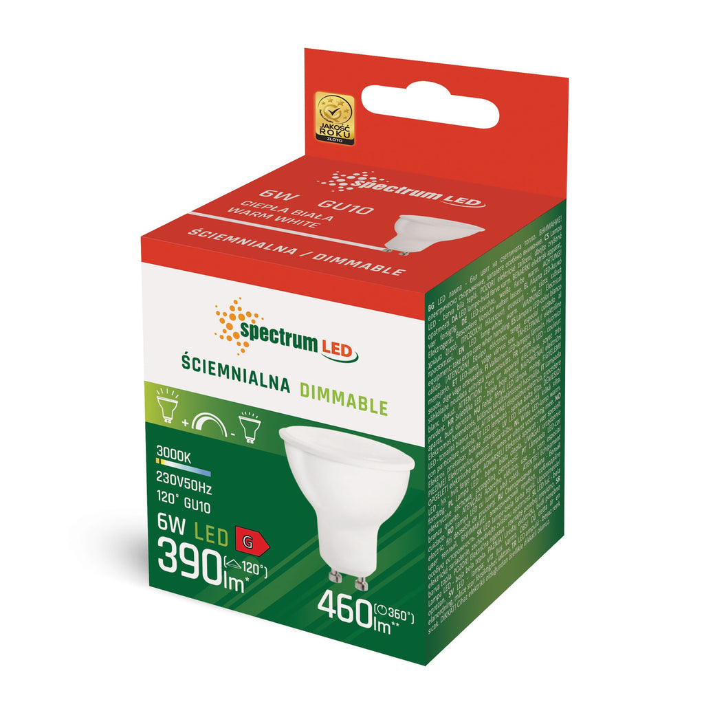 Ściemniana żarówka LED GU10 230V 6W barwa ciepła 3000K DIM