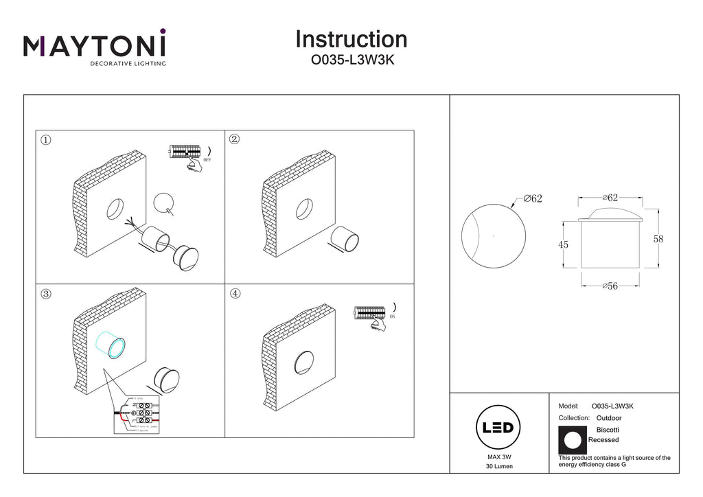 Światło punktowe Outdoor Biscotti IP65 x O035-L3W3K | Biały