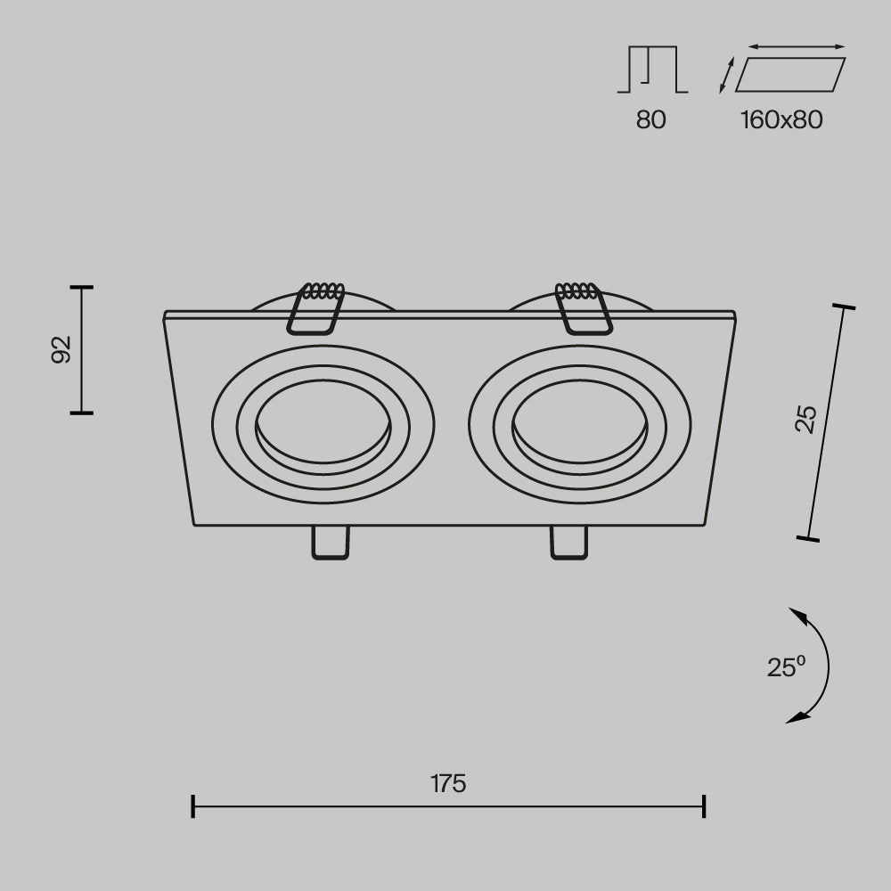Światło punktowe Technical Atom IP20 2xGU10 DL024-2-02B | Czarny