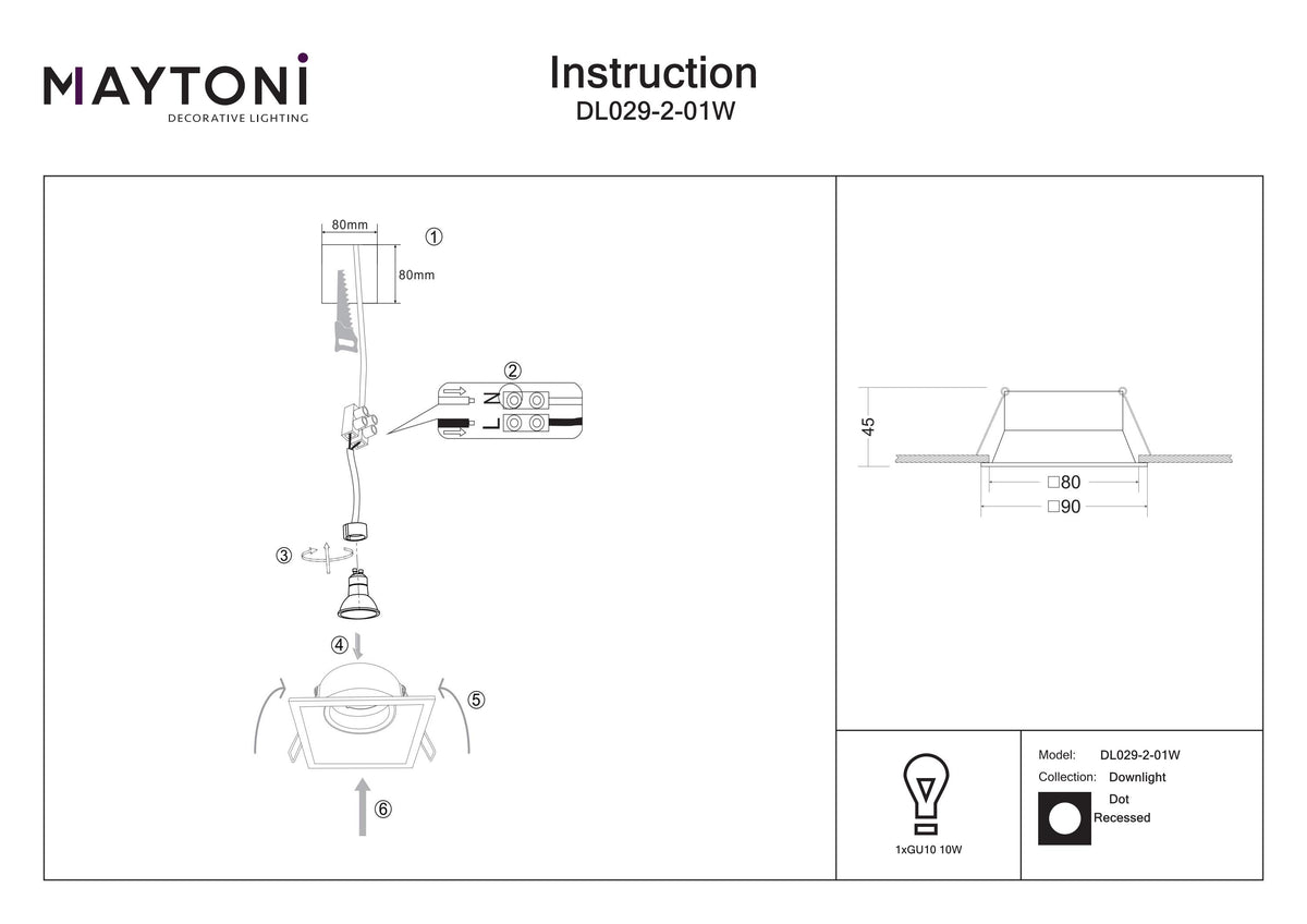 Światło punktowe Technical Dot IP20 1xGU10 DL029-2-01W | Biały
