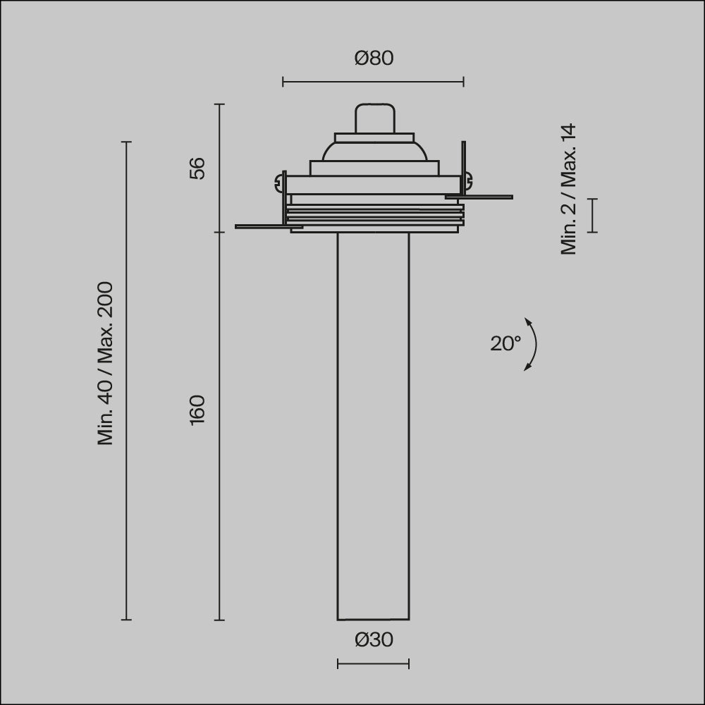 Światło punktowe Technical Focus T IP20 x C140TRS-L200-7W3K-BBS | Czarny
