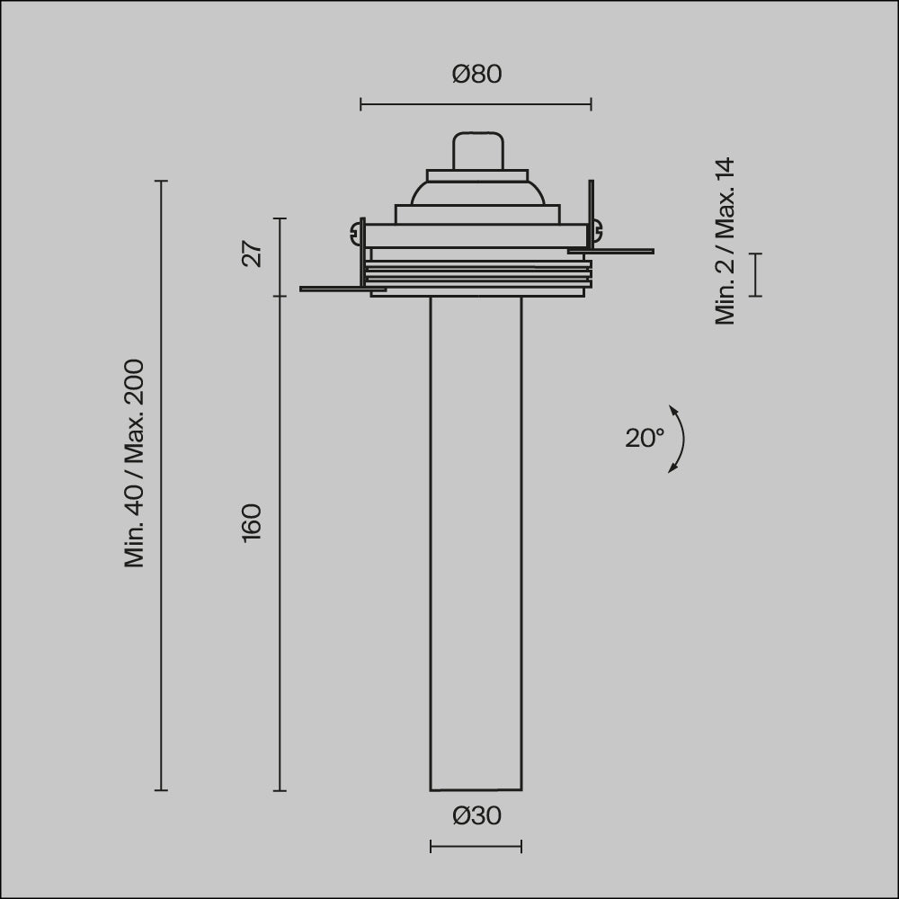 Światło punktowe Technical Focus T IP20 x C140TRS-L200-7W3K-W | Biały