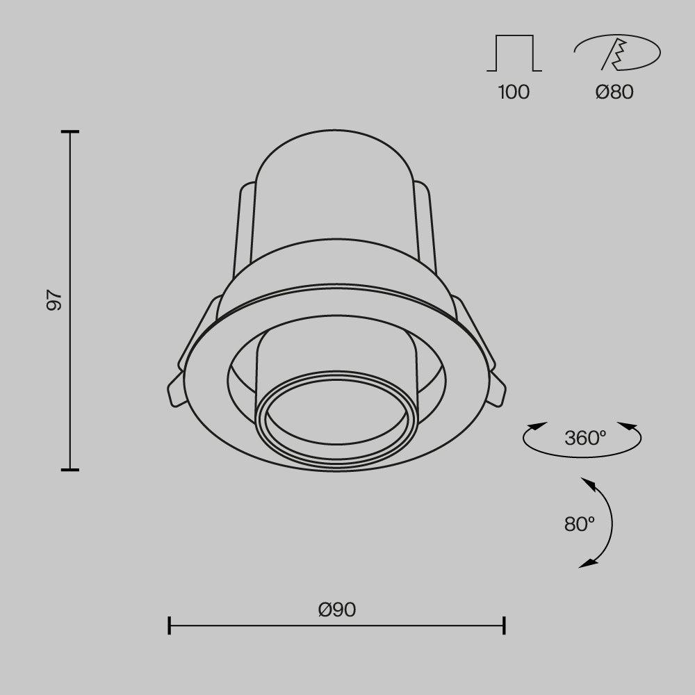 Światło punktowe Technical Hidden IP20 x DL095-01-10W3K-B | Czarny