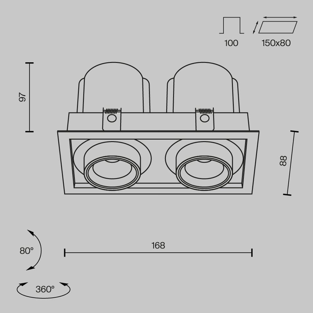 Światło punktowe Technical Hidden IP20 x DL095-02-10W3K-B | Czarny
