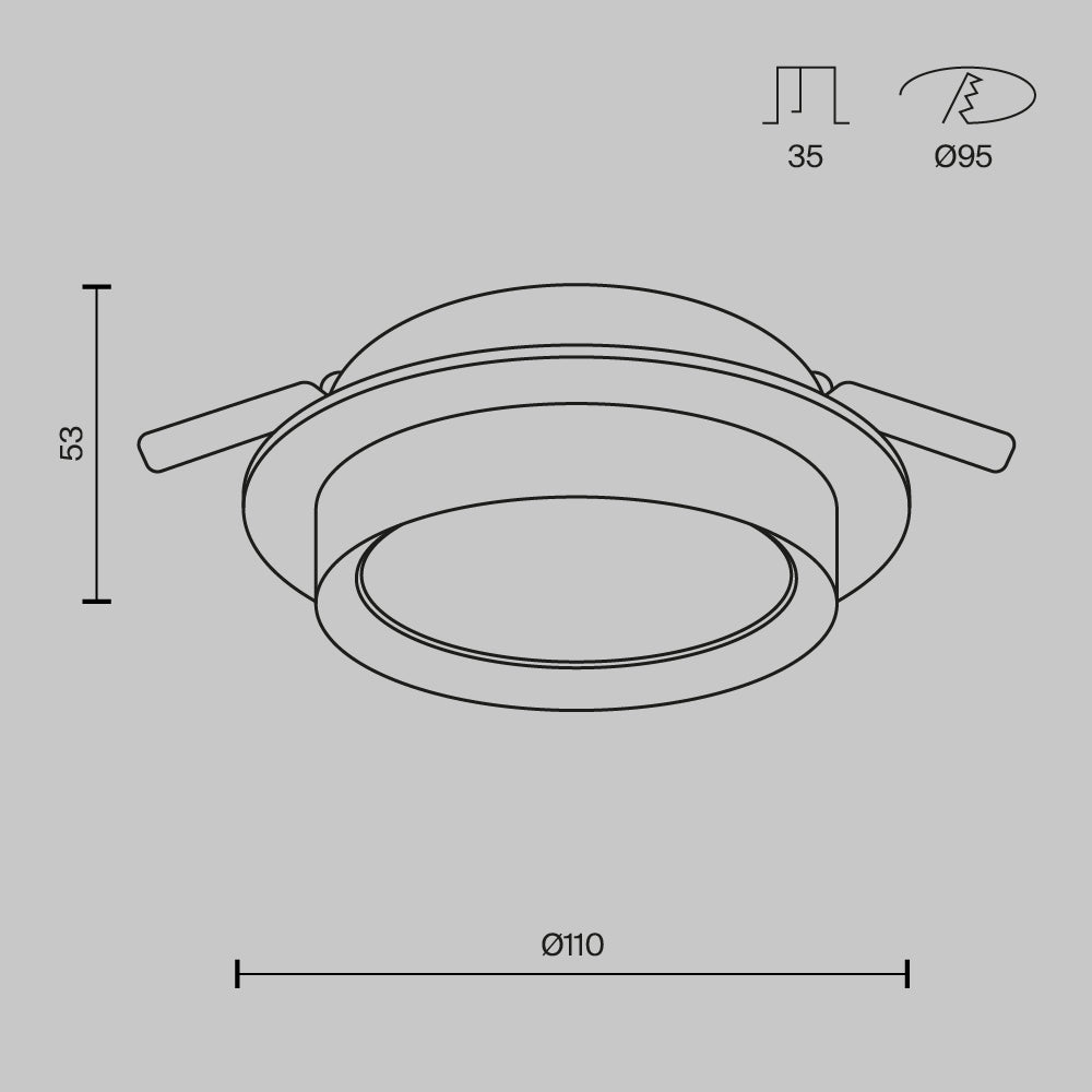 Światło punktowe Technical Hoop IP20 1xGX53 DL086-GX53-RD-B | Czarny