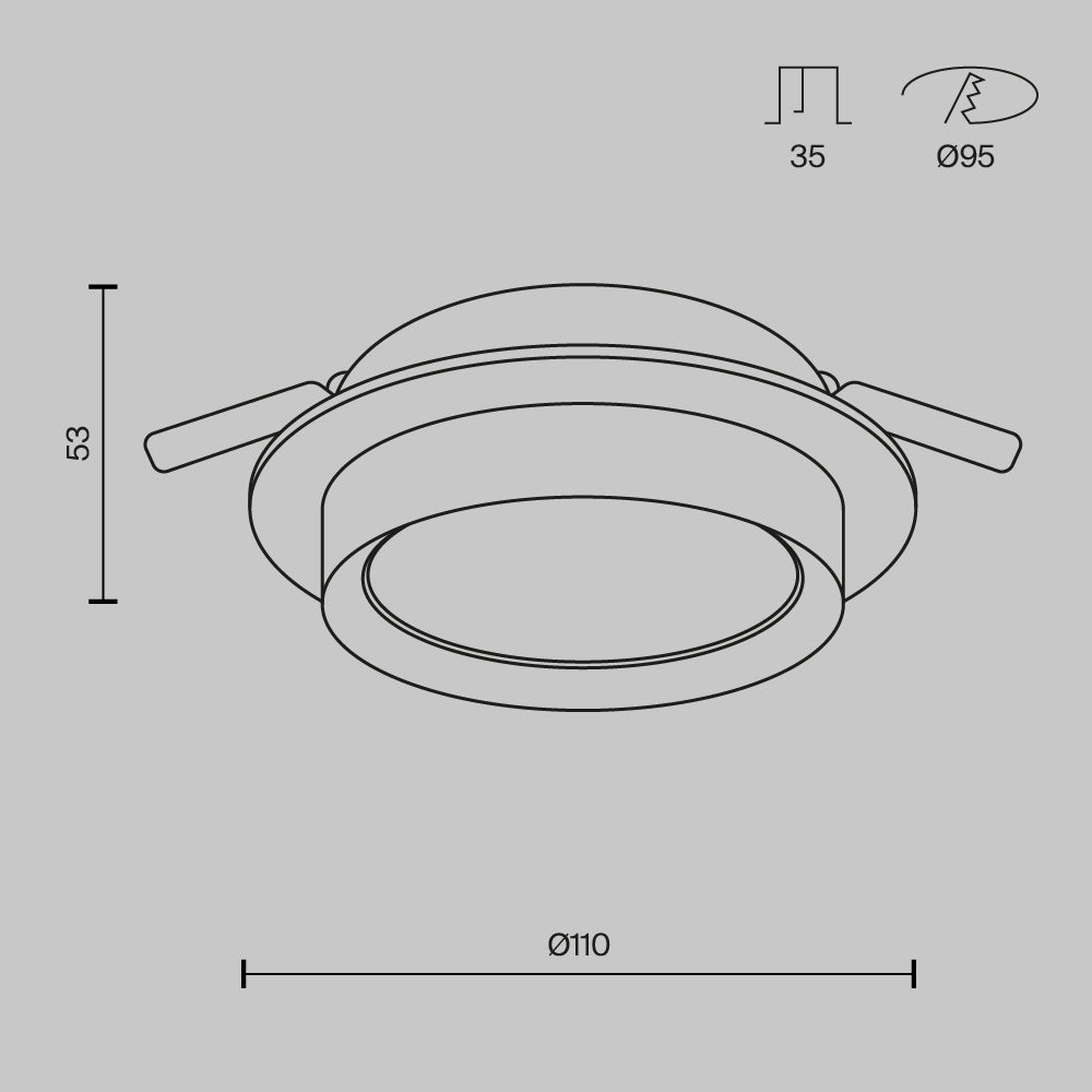Światło punktowe Technical Hoop IP20 1xGX53 DL086-GX53-RD-BG | Czarny