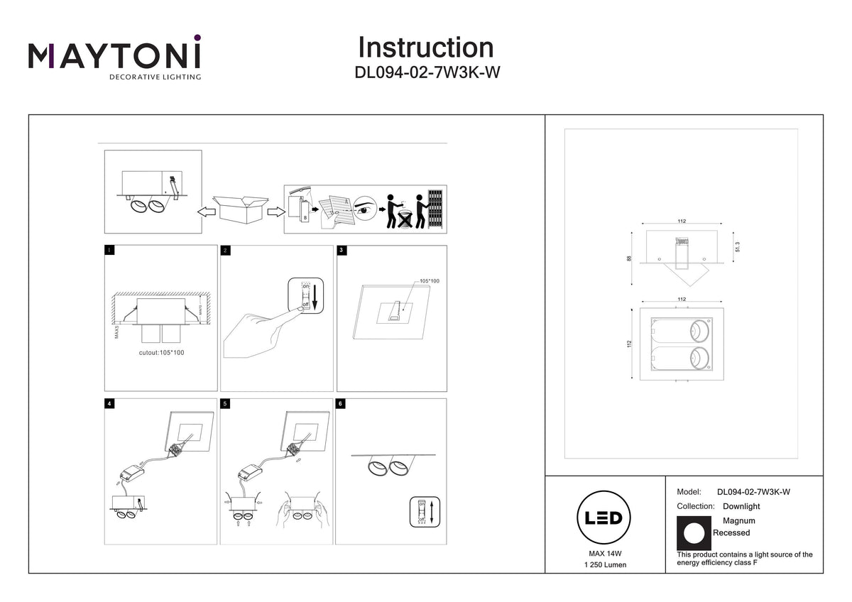 Światło punktowe Technical Magnum IP20 x DL094-02-7W3K-W | Biały