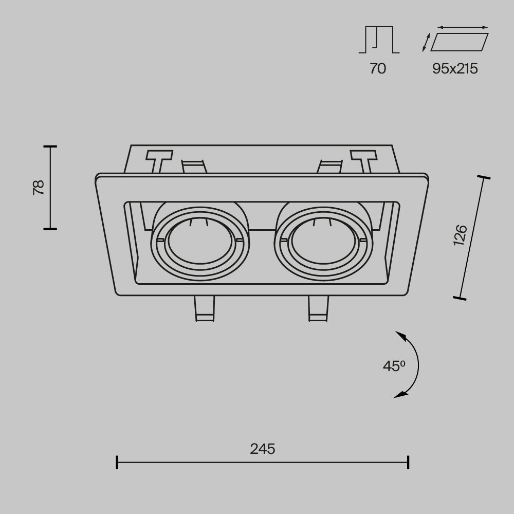 Światło punktowe Technical Metal Modern IP20 2xGU10 DL008-2-02-W | Biały