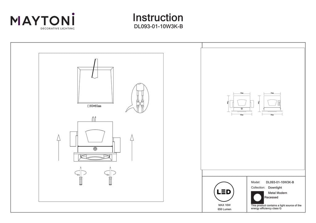 Światło punktowe Technical Metal Modern IP20 x DL093-01-10W3K-B | Czarny