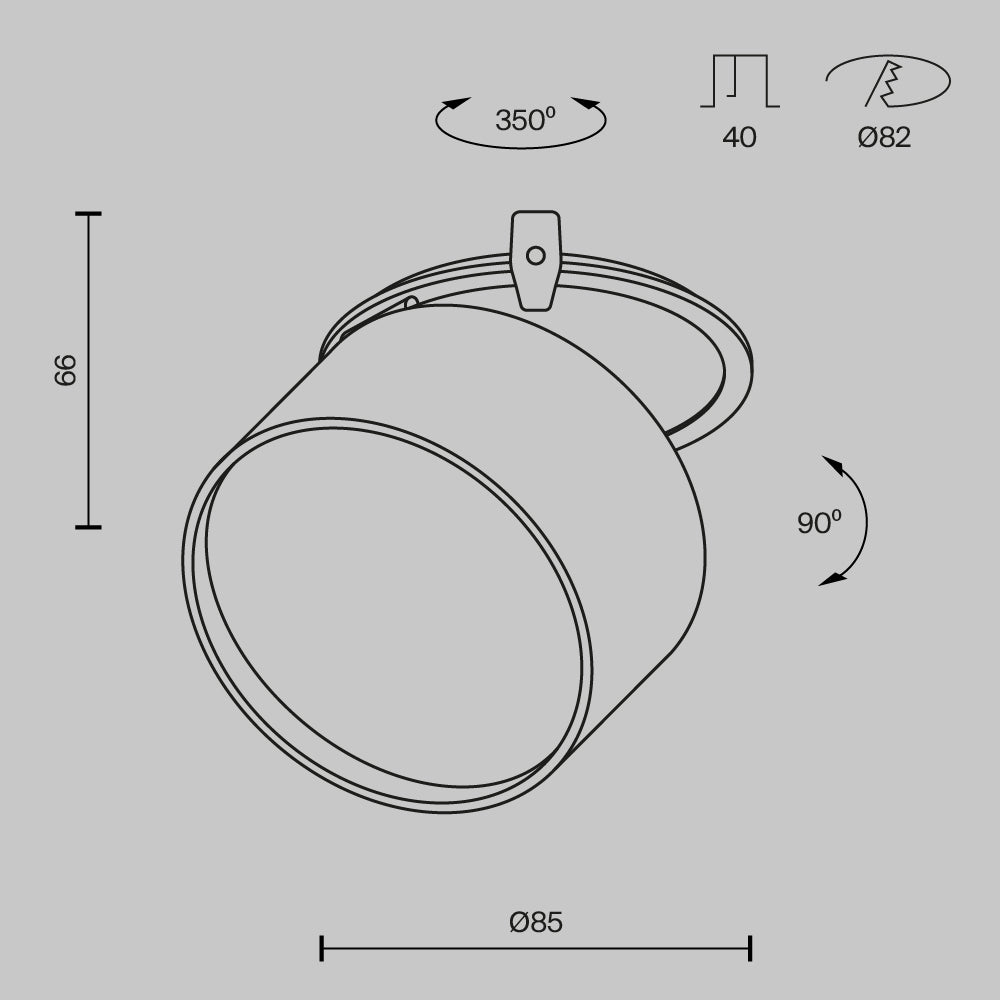 Światło punktowe Technical Onda IP20 x DL024-12W-DTW-BMG | Czarny
