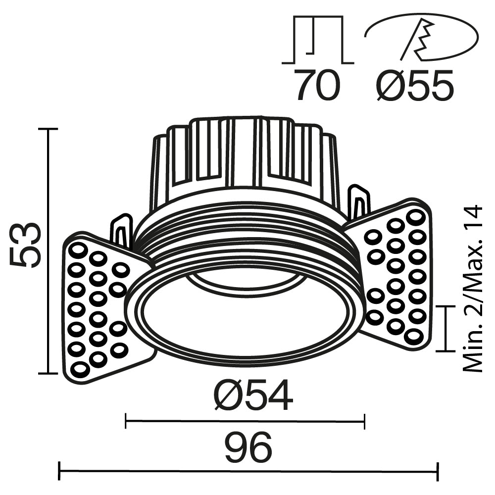 Światło punktowe Technical Round IP20 x DL058-7W3K-TRS-BS | Mosiądz