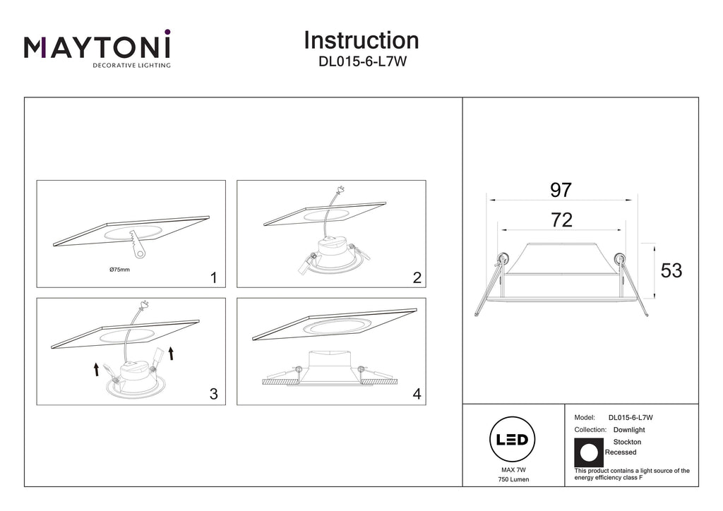 Światło punktowe Technical Stockton IP44 x DL015-6-L7W | Biały